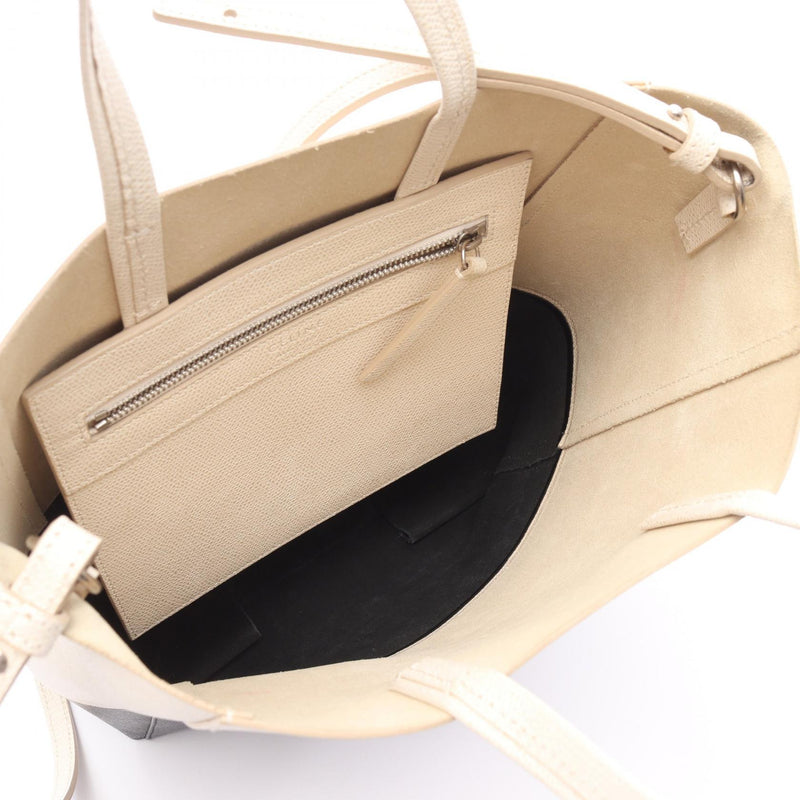 CELINE Vertical Small Birch Tote Bag Leather White / Black [Used]