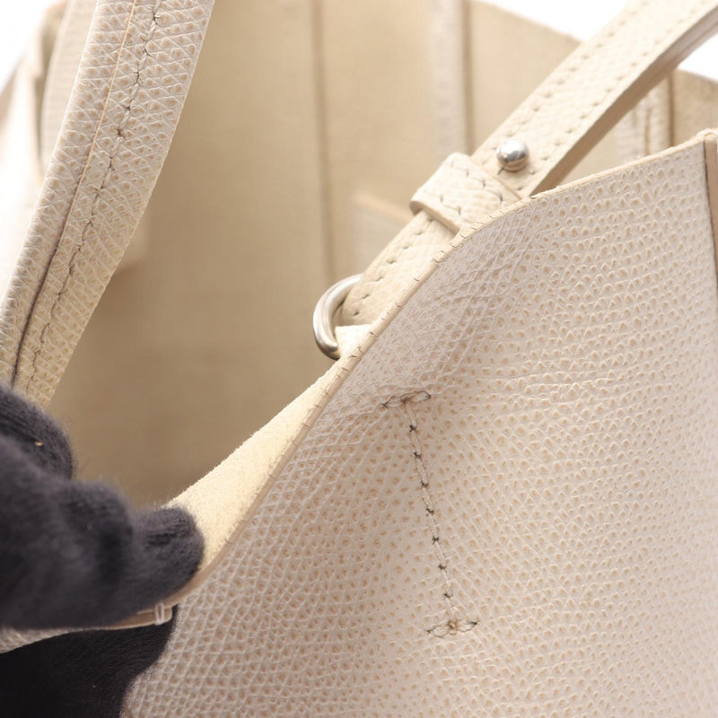 CELINE Vertical Small Birch Tote Bag Leather White / Black [Used]