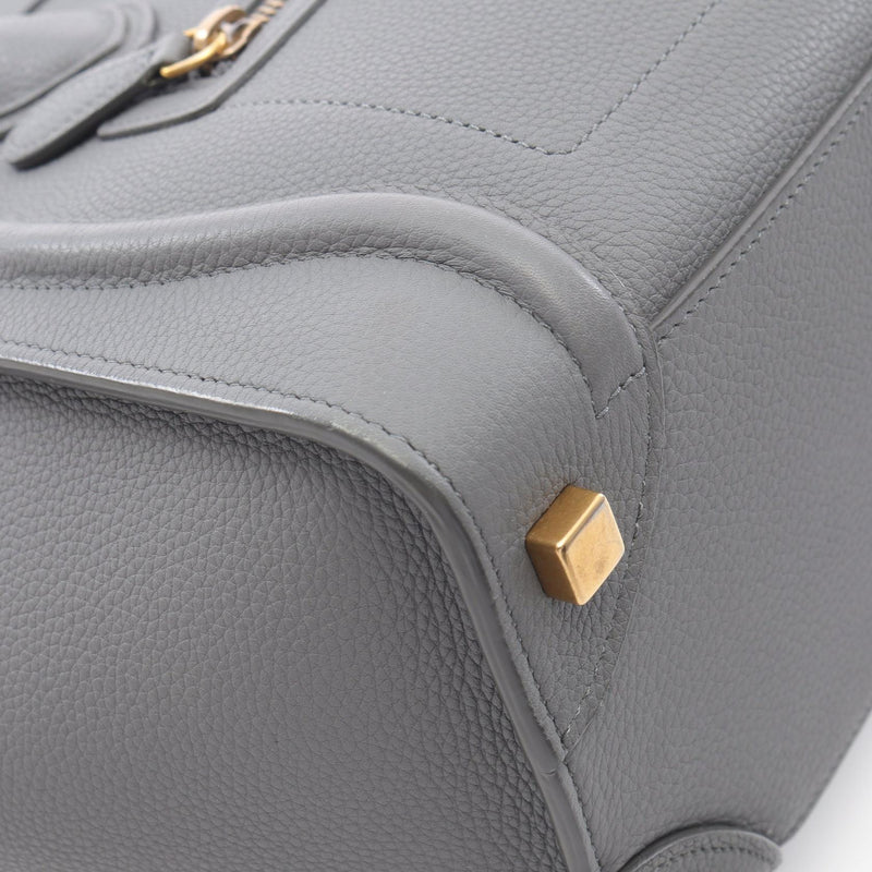 CELINE Luggage Micro Shopper Tote Bag Bag Leather Gray [Used]