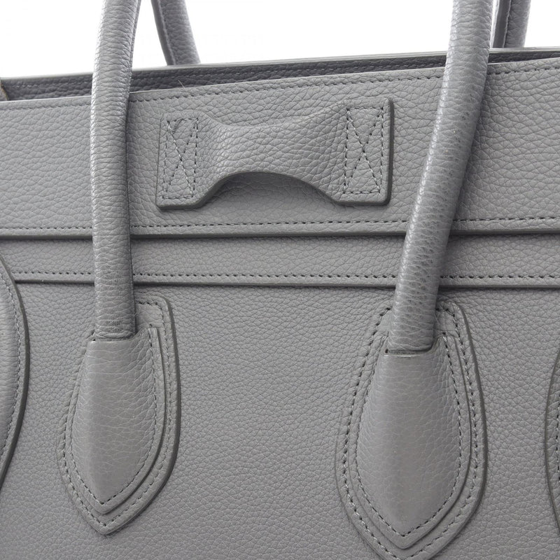 CELINE Luggage Micro Shopper Tote Bag Bag Leather Gray [Used]
