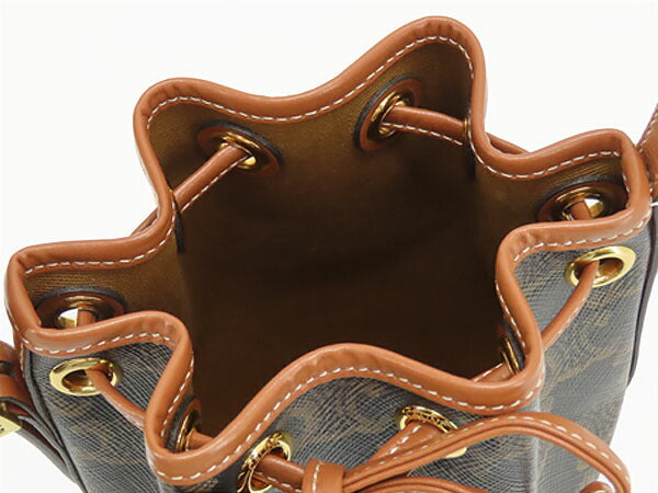 [Like new] CELINE Triomphe Small Drawstring Bag 2WAY Bucket-shaped Drawstring