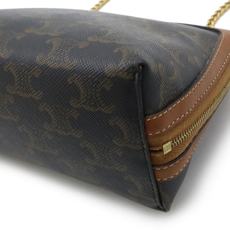 CELINE Triomphe Chain Shoulder Bag Shoulder Pouch Pochette Mini Bag PVC Leather