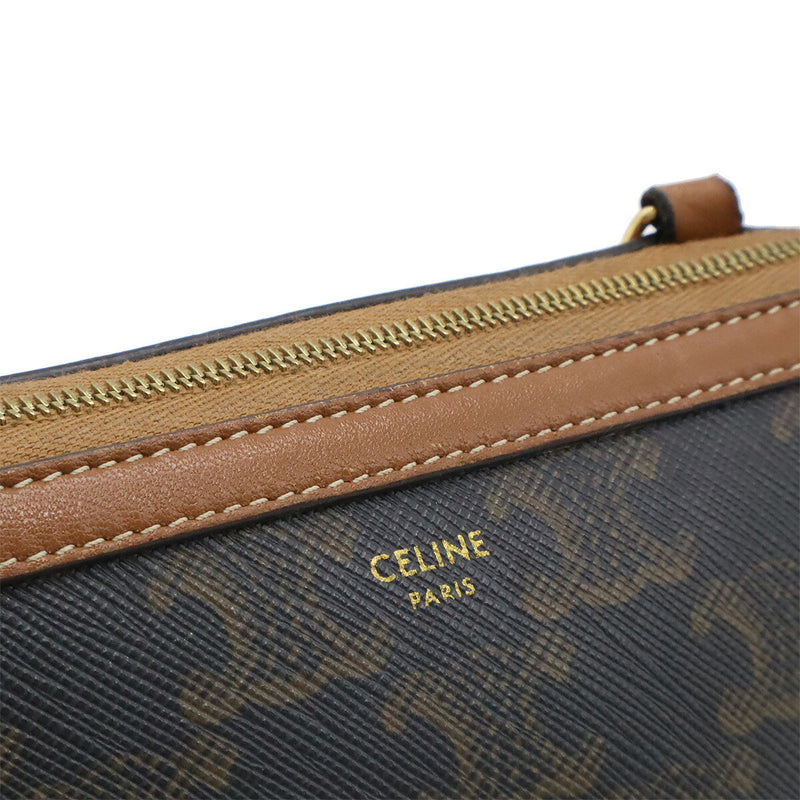 CELINE Triomphe Chain Shoulder Bag Shoulder Pouch Pochette Mini Bag PVC Leather