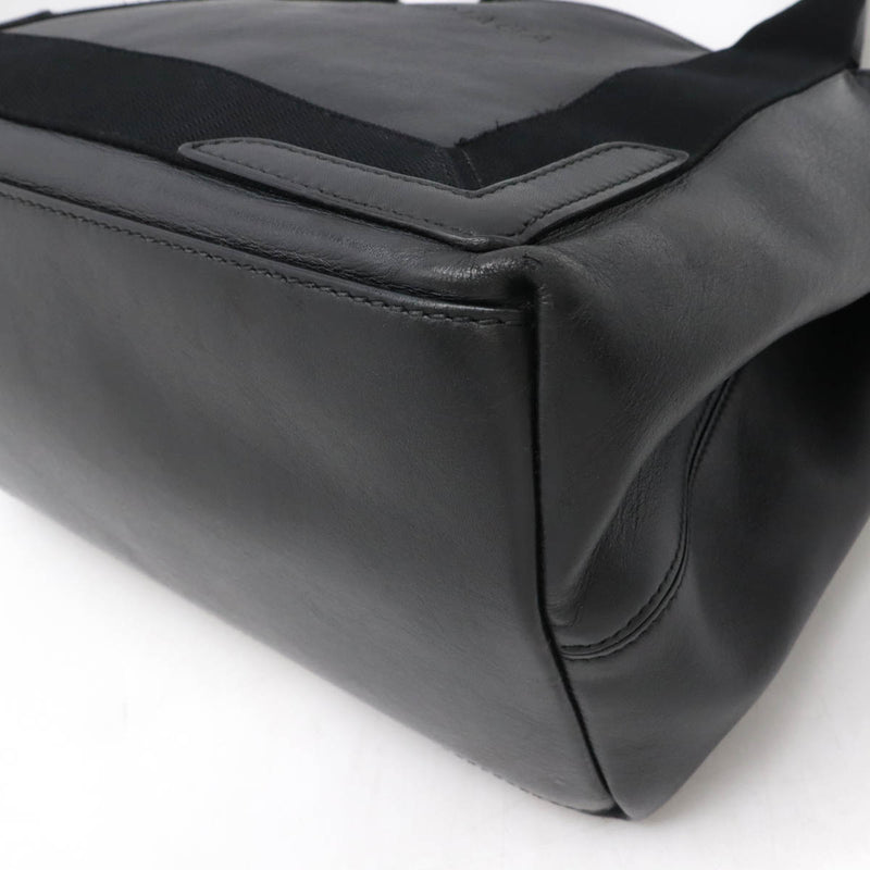 BALENCIAGA Navy Cabas S Tote Bag Handbag Punched Logo Leather Black with Pouch