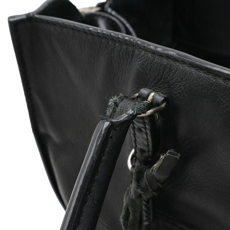 BALENCIAGA The Paper Tote Bag Handbag Leather Black Silver Metal Fittings with