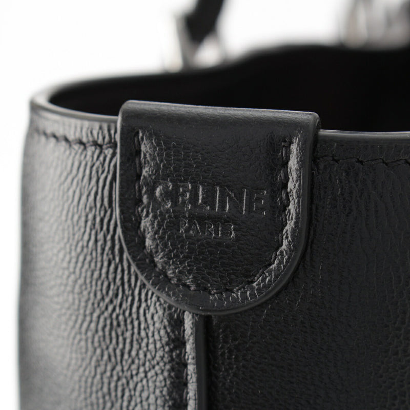 CELINE Buckle with Buckle Smooth Carf Tote Bag 113743ESY Black [Used] [Genuine
