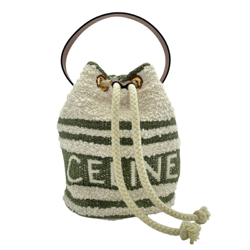 [★Up to 30,000 yen off coupon★9/1-9/11] CELINE Drawstring Bag White x Green