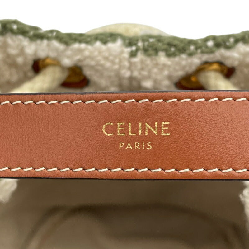 [★Up to 30,000 yen off coupon★9/1-9/11] CELINE Drawstring Bag White x Green