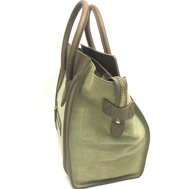 CELINE 165213 Mini Shopper Luggage Bag Tote Bag Handbag Leather Women's Beige