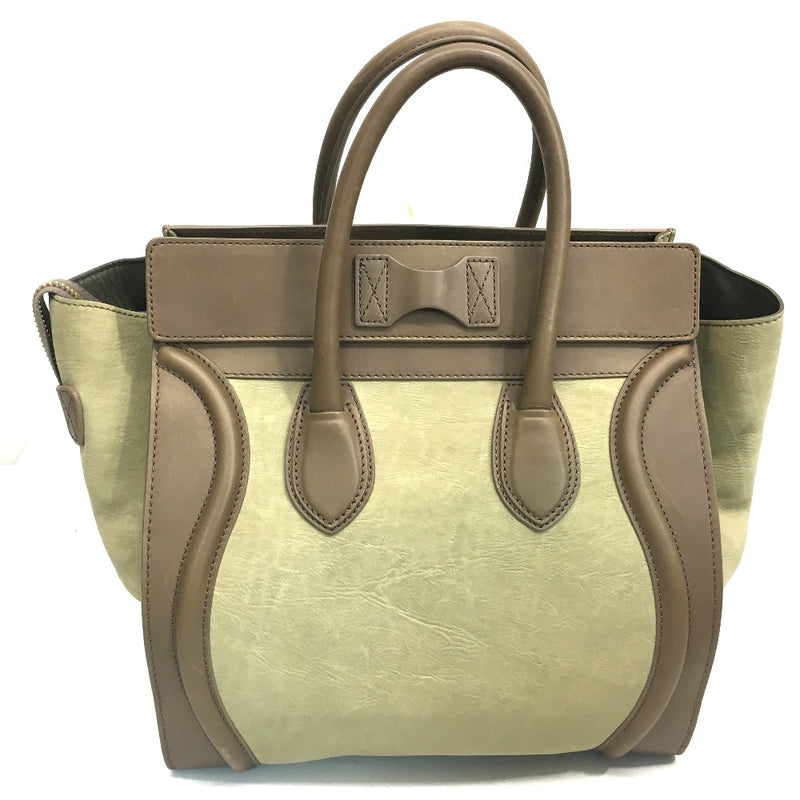 CELINE 165213 Mini Shopper Luggage Bag Tote Bag Handbag Leather Women's Beige