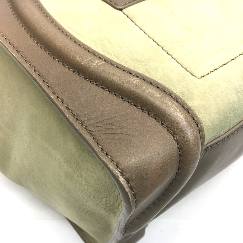 CELINE 165213 Mini Shopper Luggage Bag Tote Bag Handbag Leather Women's Beige