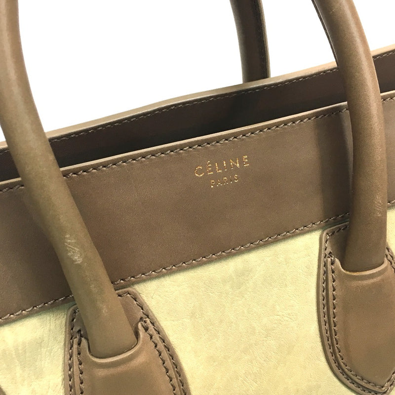 CELINE 165213 Mini Shopper Luggage Bag Tote Bag Handbag Leather Women's Beige
