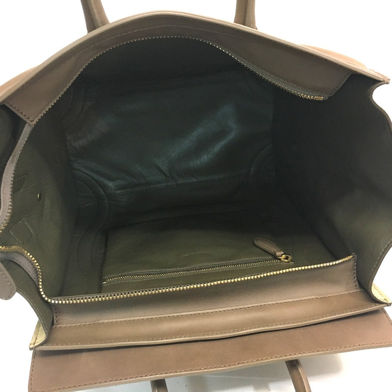 CELINE 165213 Mini Shopper Luggage Bag Tote Bag Handbag Leather Women's Beige