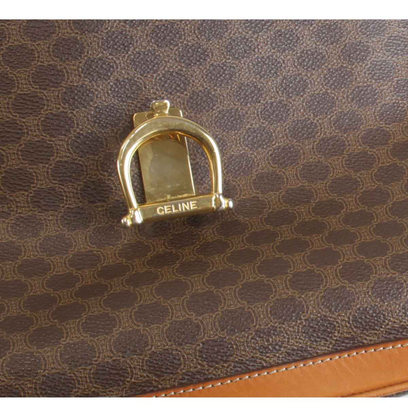 "USED" CELINE Macadam pattern handbag leather/PVC brown women's [Used]