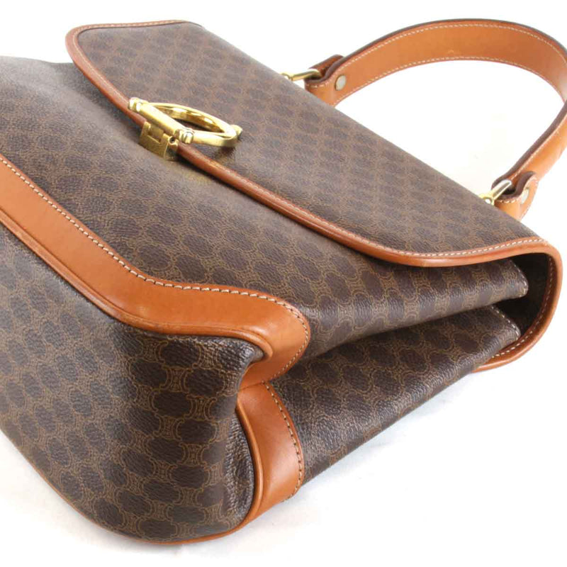 "USED" CELINE Macadam pattern handbag leather/PVC brown women's [Used]