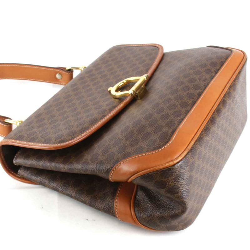 "USED" CELINE Macadam pattern handbag leather/PVC brown women's [Used]