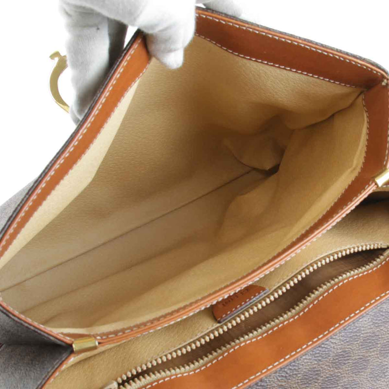 "USED" CELINE Macadam pattern handbag leather/PVC brown women's [Used]