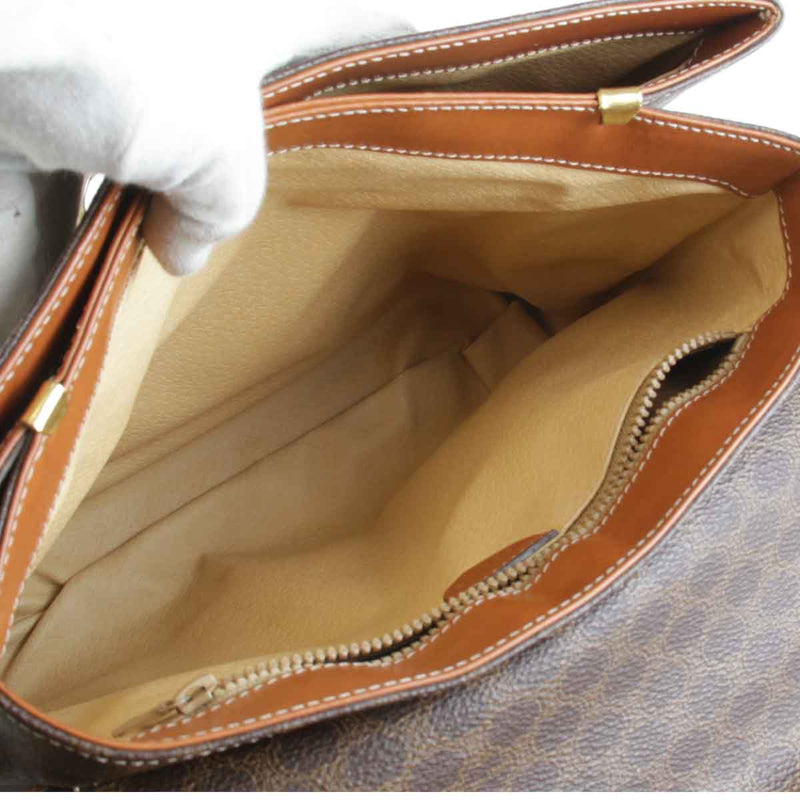 "USED" CELINE Macadam pattern handbag leather/PVC brown women's [Used]