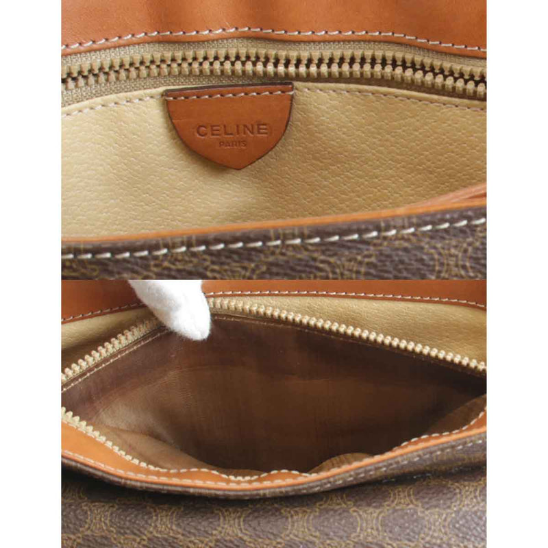 "USED" CELINE Macadam pattern handbag leather/PVC brown women's [Used]
