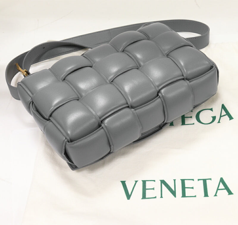 Bottega Veneta Shoulder Bag Small Putted Cassette Shoulder Bag Lambskin Gray