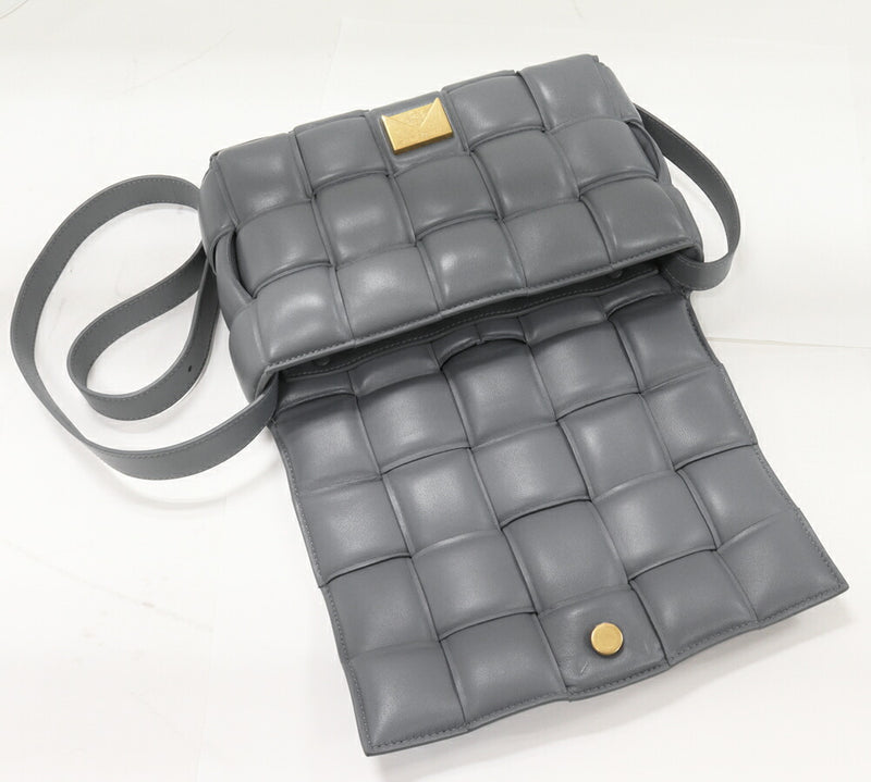 Bottega Veneta Shoulder Bag Small Putted Cassette Shoulder Bag Lambskin Gray