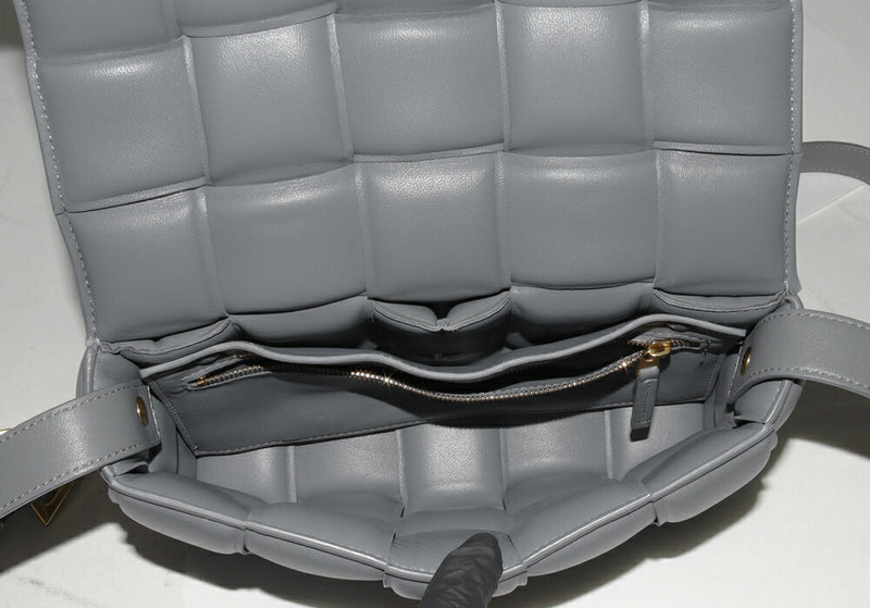 Bottega Veneta Shoulder Bag Small Putted Cassette Shoulder Bag Lambskin Gray