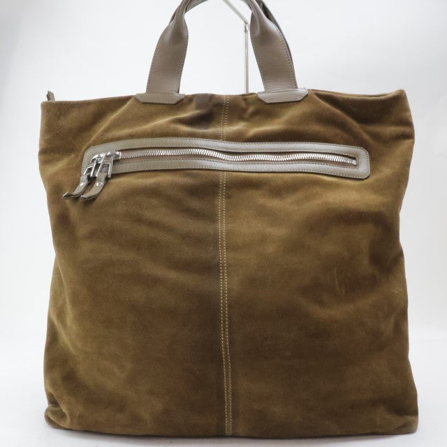 2404-21 Jimmy Choo Tote Bag JIMMY CHOO Suede Brown A4 Available Top ZIP