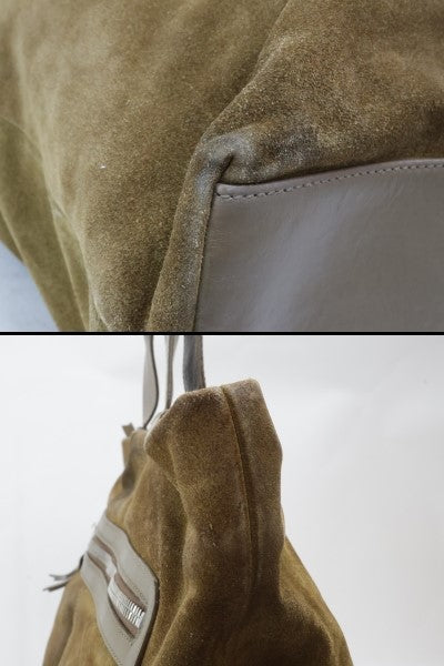 2404-21 Jimmy Choo Tote Bag JIMMY CHOO Suede Brown A4 Available Top ZIP