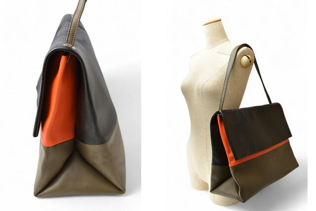 CELINE Shoulder Bag/Clutch Bag CELINE All Soft/ALL SOFT Black/Orange/Khaki