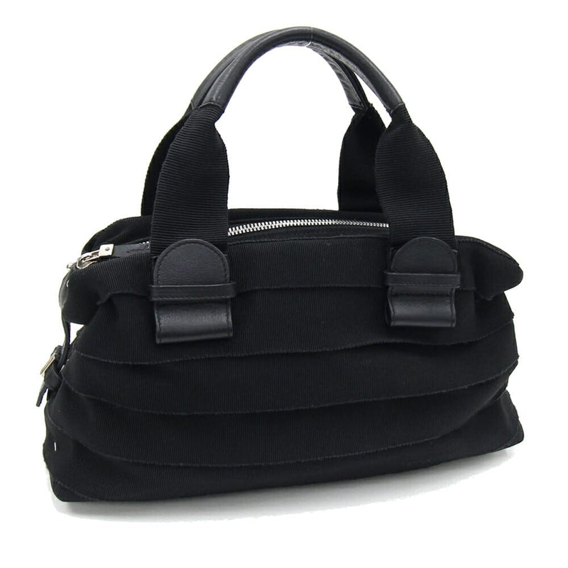 Ferragamo Handbag 21 5358 Black Canvas Used Bag Black Logo Mini Bag Women