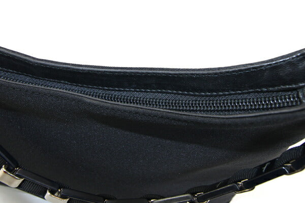 Ferragamo One Shoulder Bag AQ21 8801 Black Nylon Used Semi-shoulder Chain Black