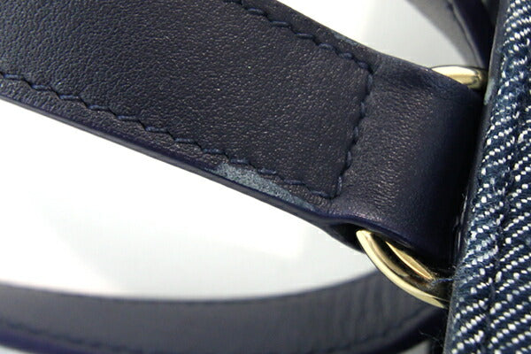 Ferragamo 2WAY Handbag 219406 Navy Denim Leather Tote Bag Shoulder Shoulder
