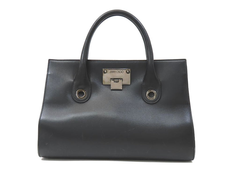 Jimmy Choo Leather Black Riley Handbag *Straight out [Ikebukuro Store]