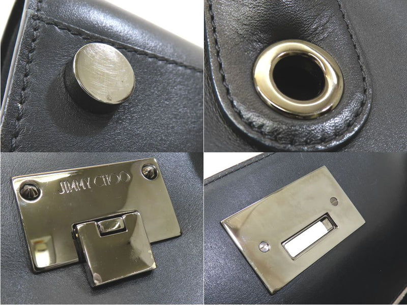 Jimmy Choo Leather Black Riley Handbag *Straight out [Ikebukuro Store]