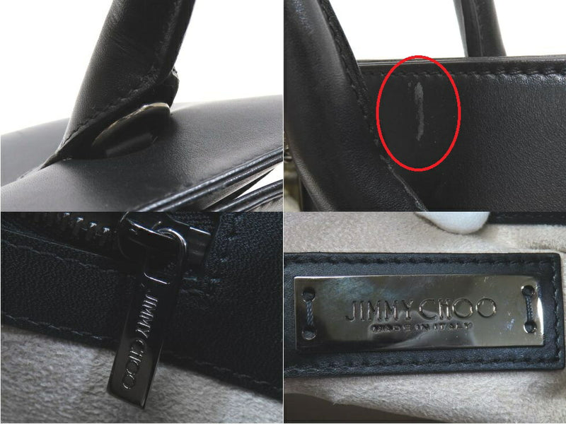 Jimmy Choo Leather Black Riley Handbag *Straight out [Ikebukuro Store]