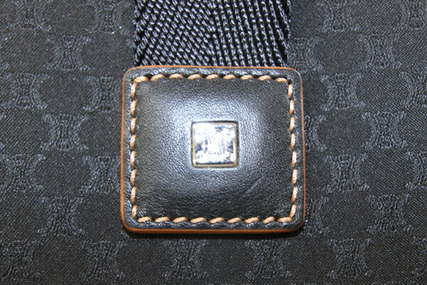 Celine Tote Bag Macadam Black Canvas Leather Used Shoulder Shoulder Travel Bag