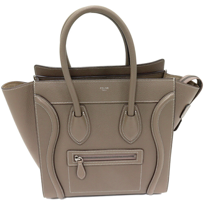 Celine Tote Bag Handbag Luggage Micro Shopper Drumped Calfskin Slip (Greige)