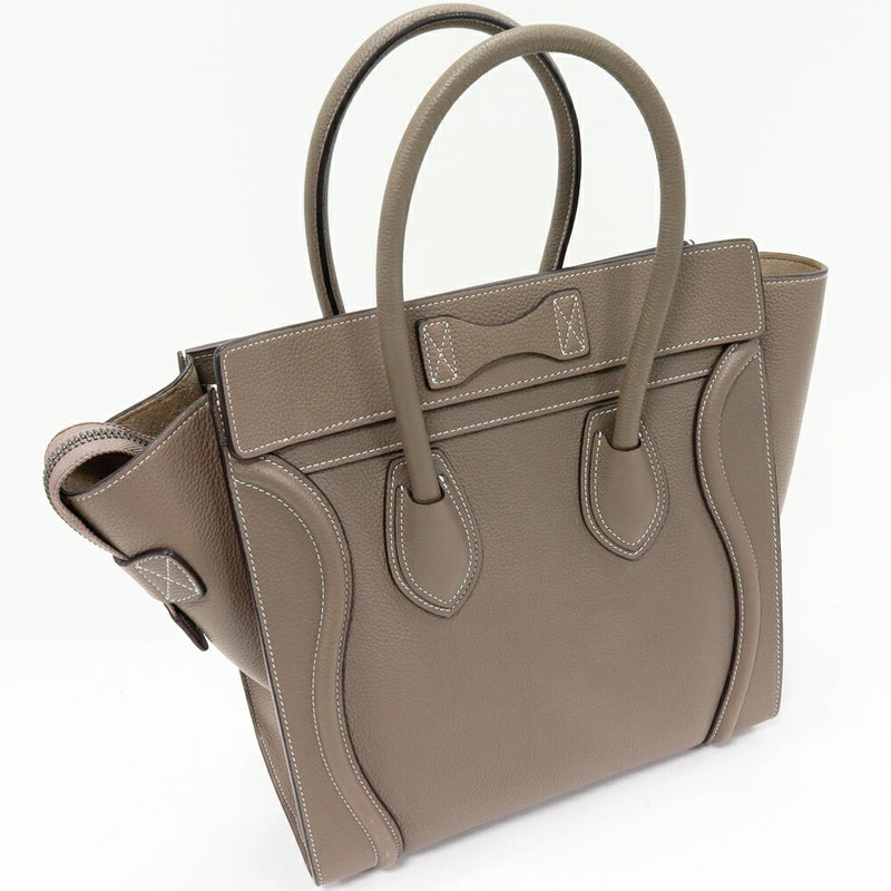 Celine Tote Bag Handbag Luggage Micro Shopper Drumped Calfskin Slip (Greige)
