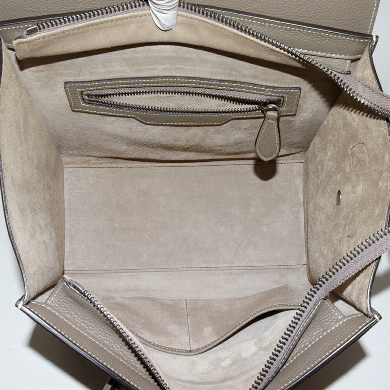 Celine Tote Bag Handbag Luggage Micro Shopper Drumped Calfskin Slip (Greige)