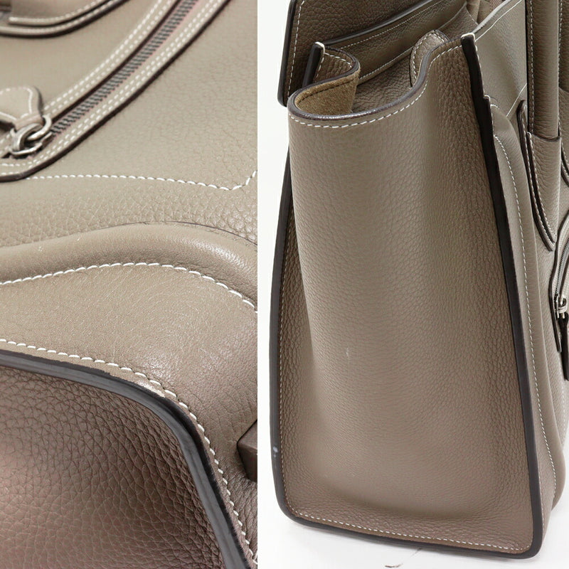 Celine Tote Bag Handbag Luggage Micro Shopper Drumped Calfskin Slip (Greige)