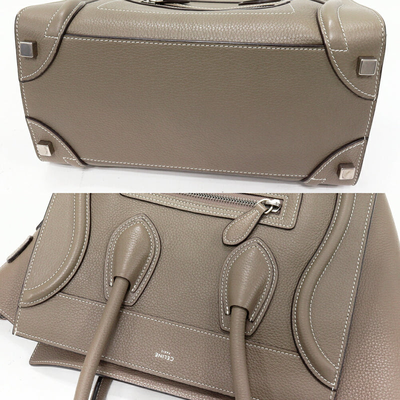 Celine Tote Bag Handbag Luggage Micro Shopper Drumped Calfskin Slip (Greige)