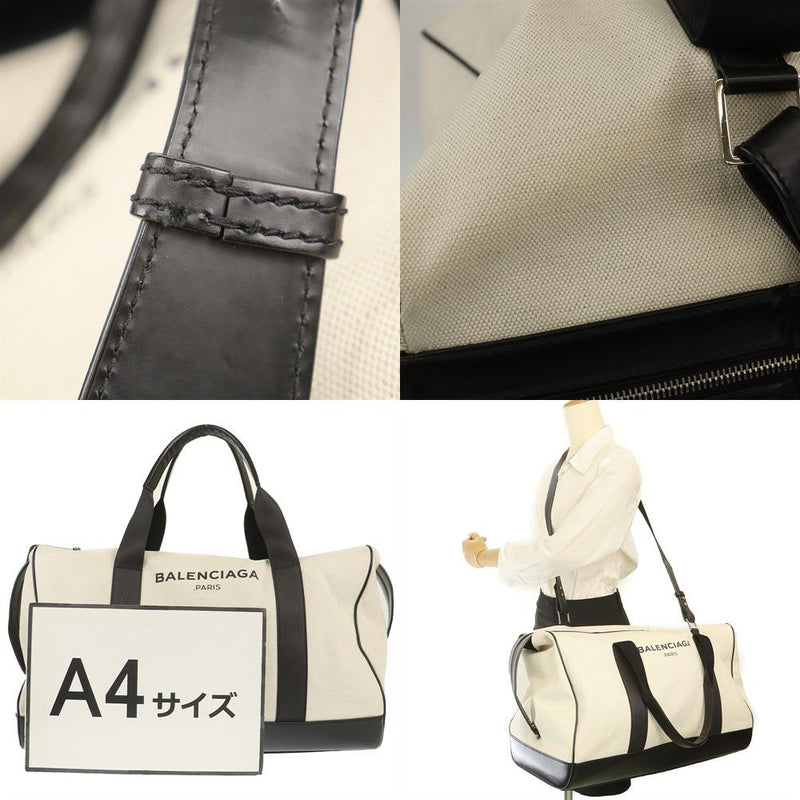Balenciaga Boston Bag 392010 Used White Canvas Leather BALENCIAGA [Used] | 2WAY