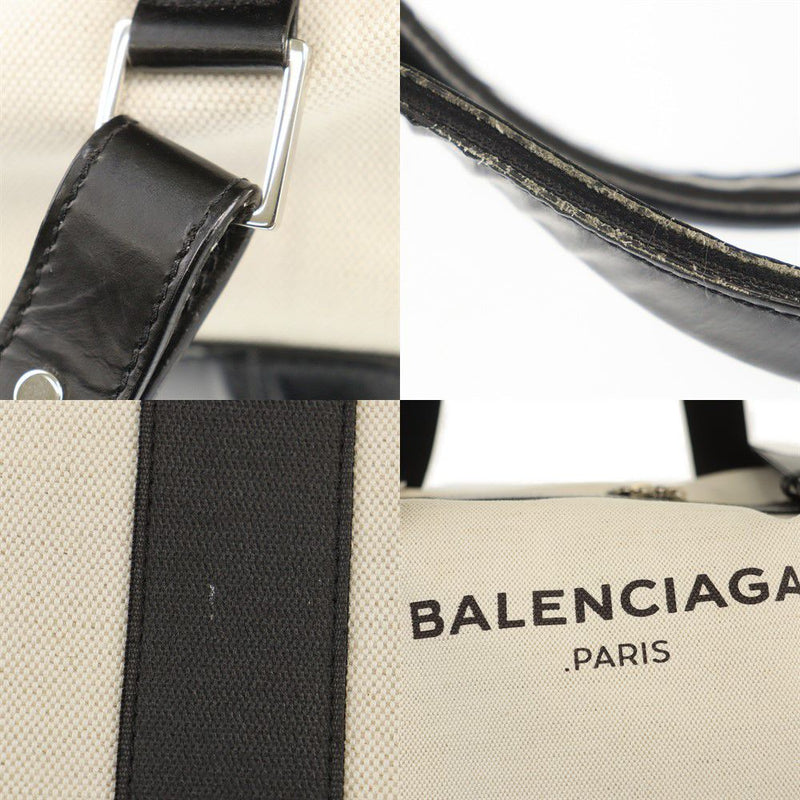 Balenciaga Boston Bag 392010 Used White Canvas Leather BALENCIAGA [Used] | 2WAY