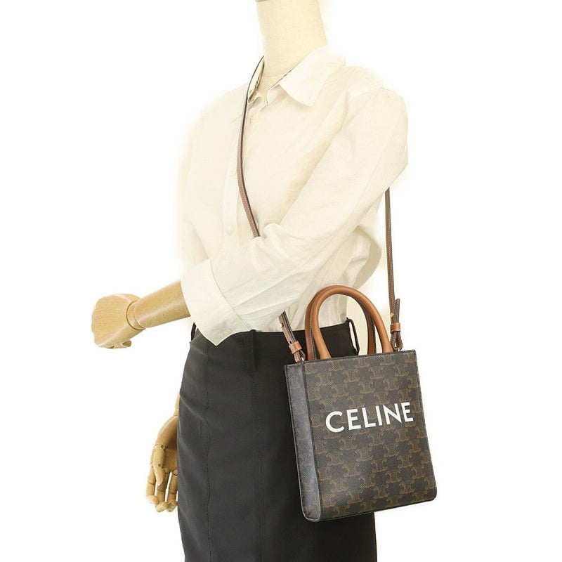 Celine Shoulder Bag Vertical Hippo Mini Brown Triomphe Canvas CELINE [Used] |