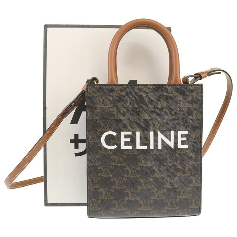 Celine Shoulder Bag Vertical Hippo Mini Brown Triomphe Canvas CELINE [Used] |