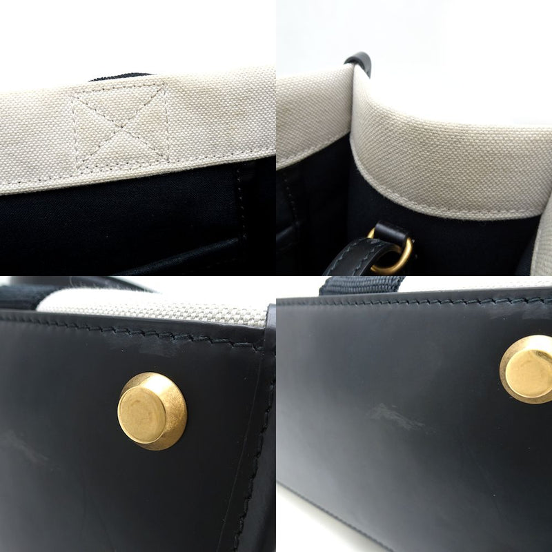 BALENCIAGA Hardware Tote 671402 Tote Bag Canvas x Leather Natural Black/351605