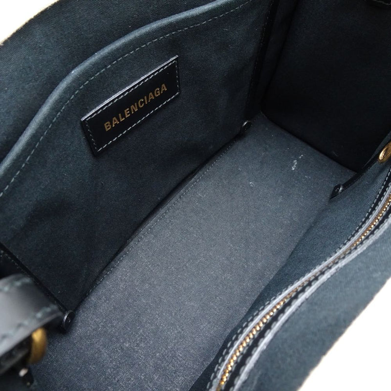 BALENCIAGA Hardware Tote 671402 Tote Bag Canvas x Leather Natural Black/351605
