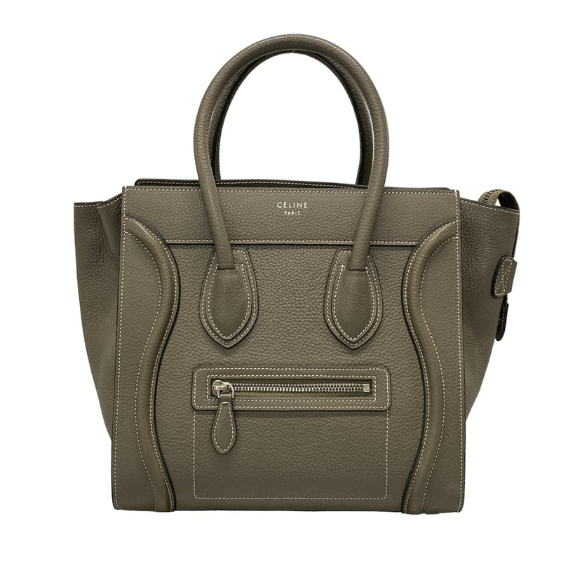 [Used] CELINE Luggage Micro Shopper Handbag Gray Beige