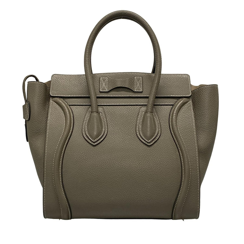 [Used] CELINE Luggage Micro Shopper Handbag Gray Beige
