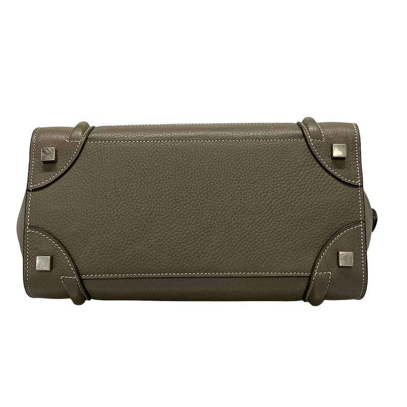 [Used] CELINE Luggage Micro Shopper Handbag Gray Beige
